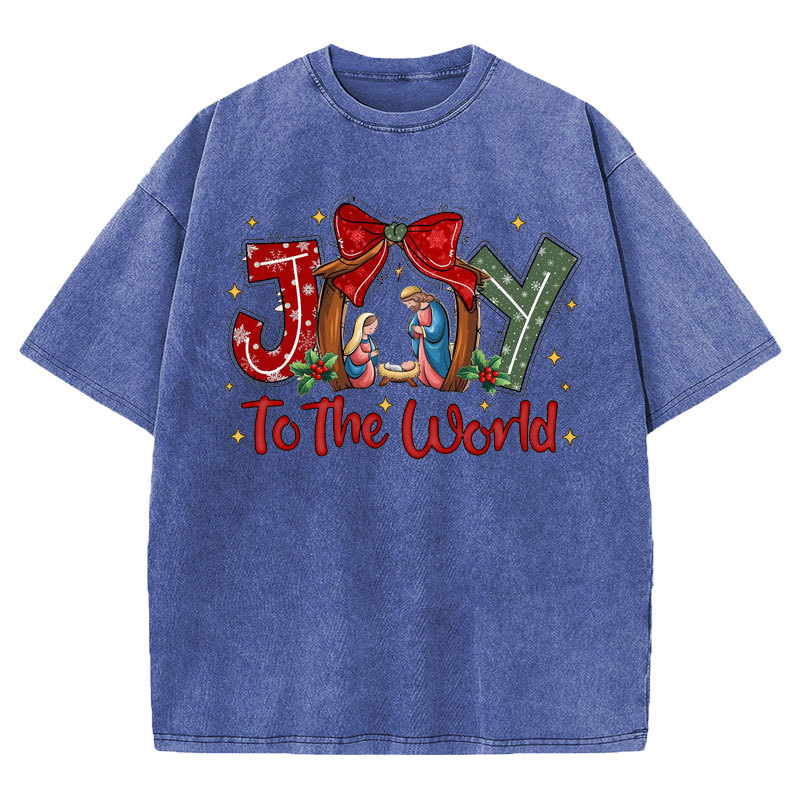 Joy To The World Christian Washed T-shirt Sale - GuidingCross