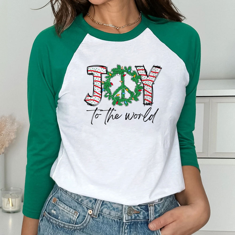 Joy To The World Christmas Christian Raglan Long Sleeve T-Shirt