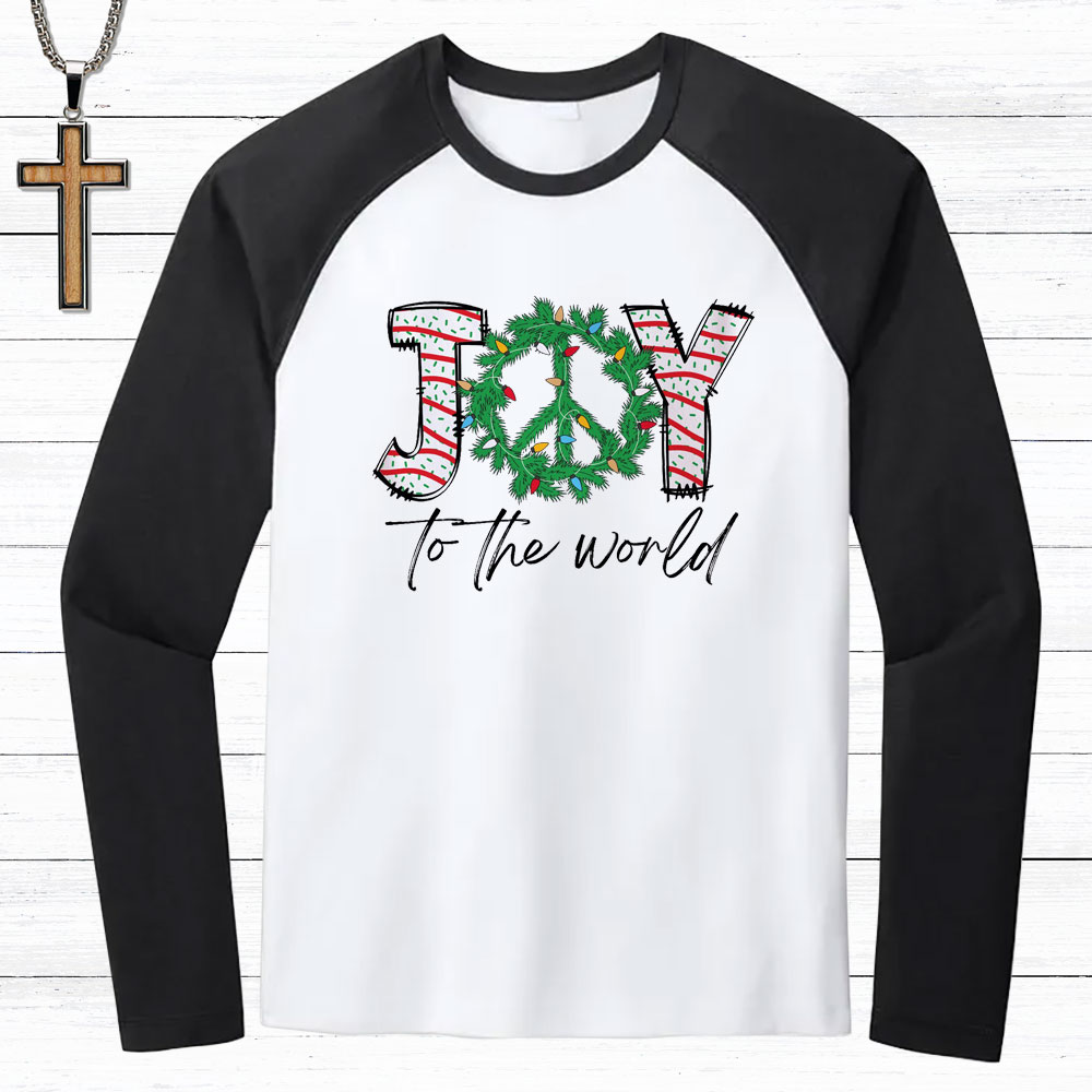 Joy To The World Christmas Christian Raglan Long Sleeve T-Shirt
