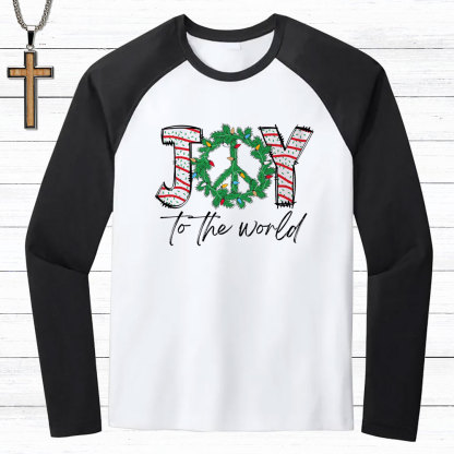 Joy To The World Christmas Christian Raglan Long Sleeve T-Shirt
