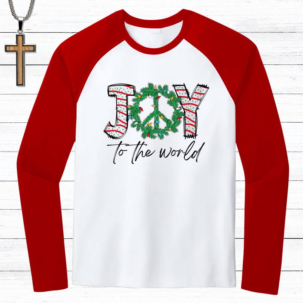 Joy To The World Christmas Christian Raglan Long Sleeve T-Shirt