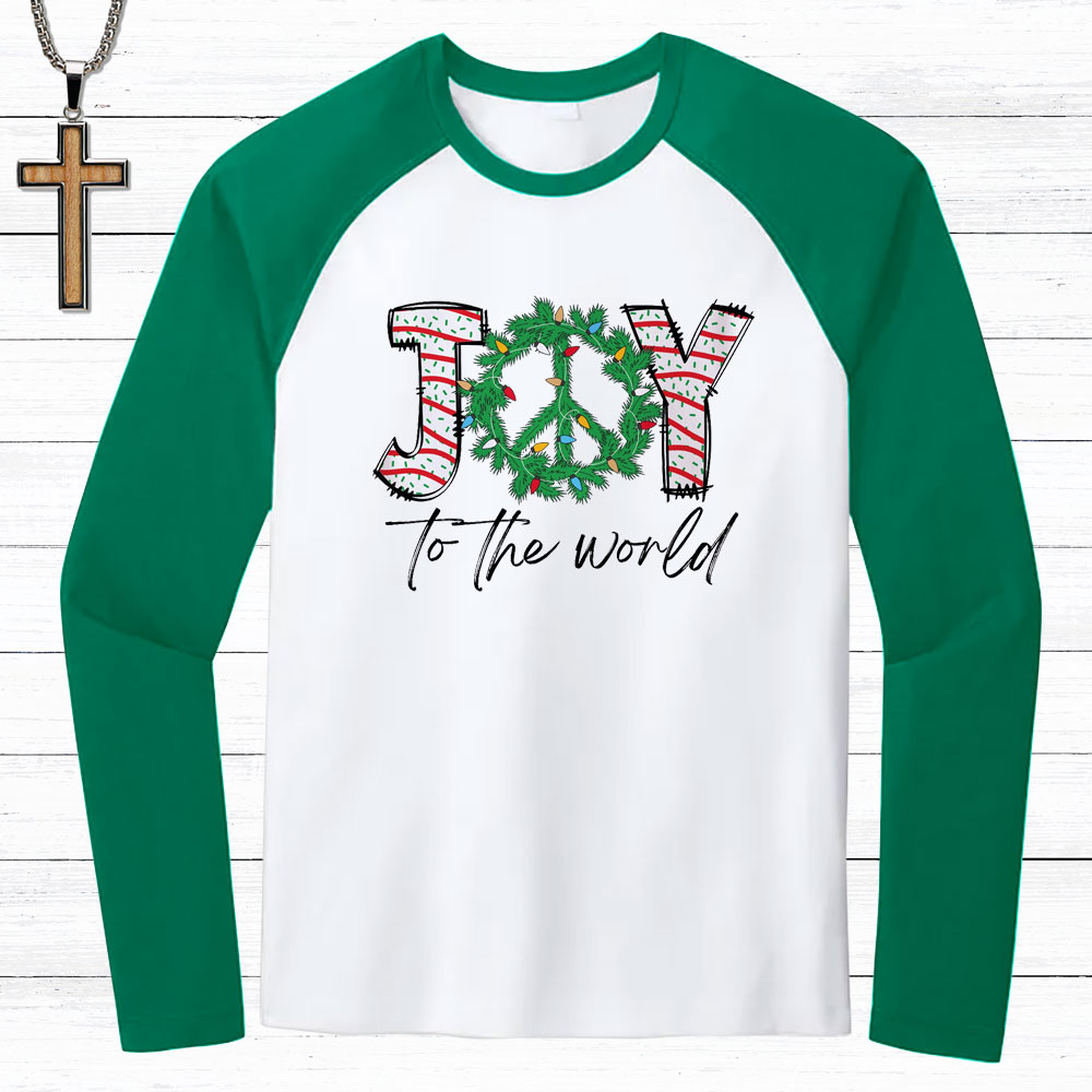 Joy To The World Christmas Christian Raglan Long Sleeve T-Shirt