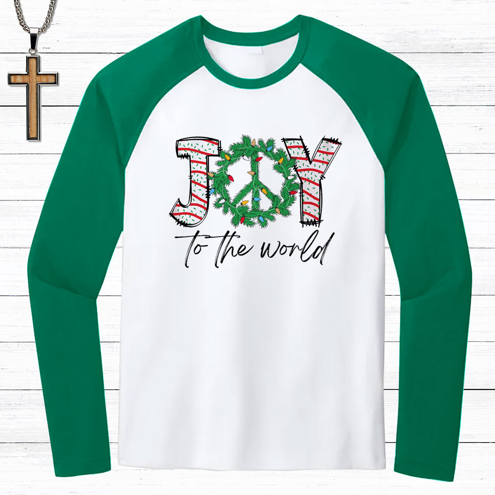 Joy To The World Christmas Christian Raglan Long Sleeve T-Shirt