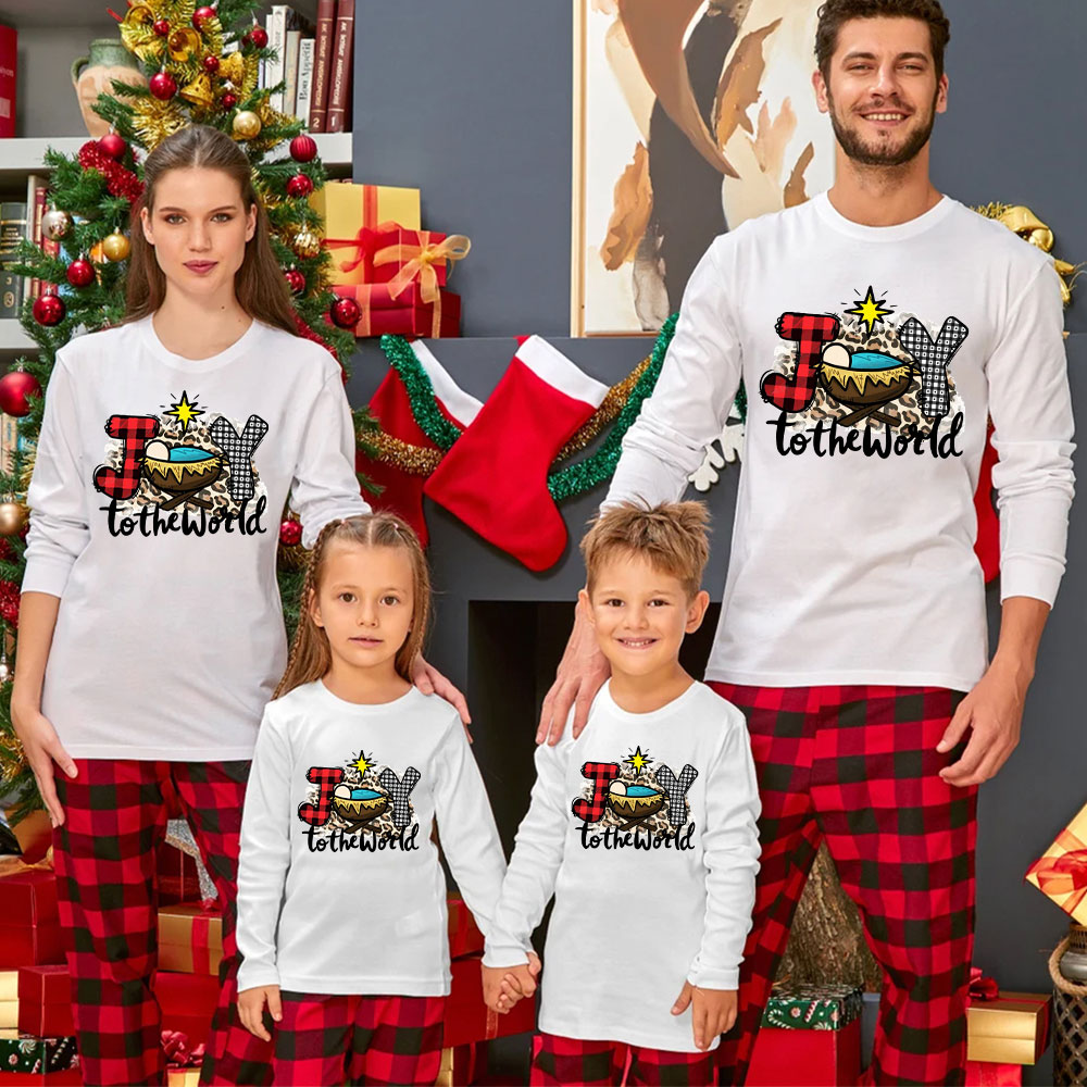 Personalized  Joy To The World Christmas Family Matching Long Sleeve T-Shirt