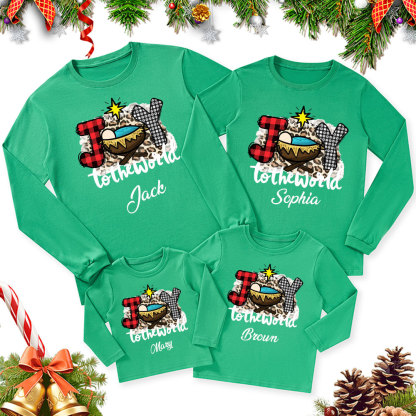Personalized  Joy To The World Christmas Family Matching Long Sleeve T-Shirt