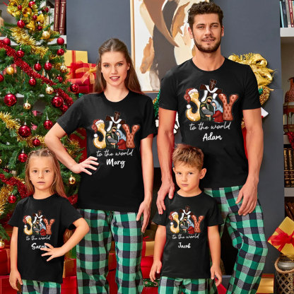 Personalized Joy To The World Christmas Family Matching Shirts