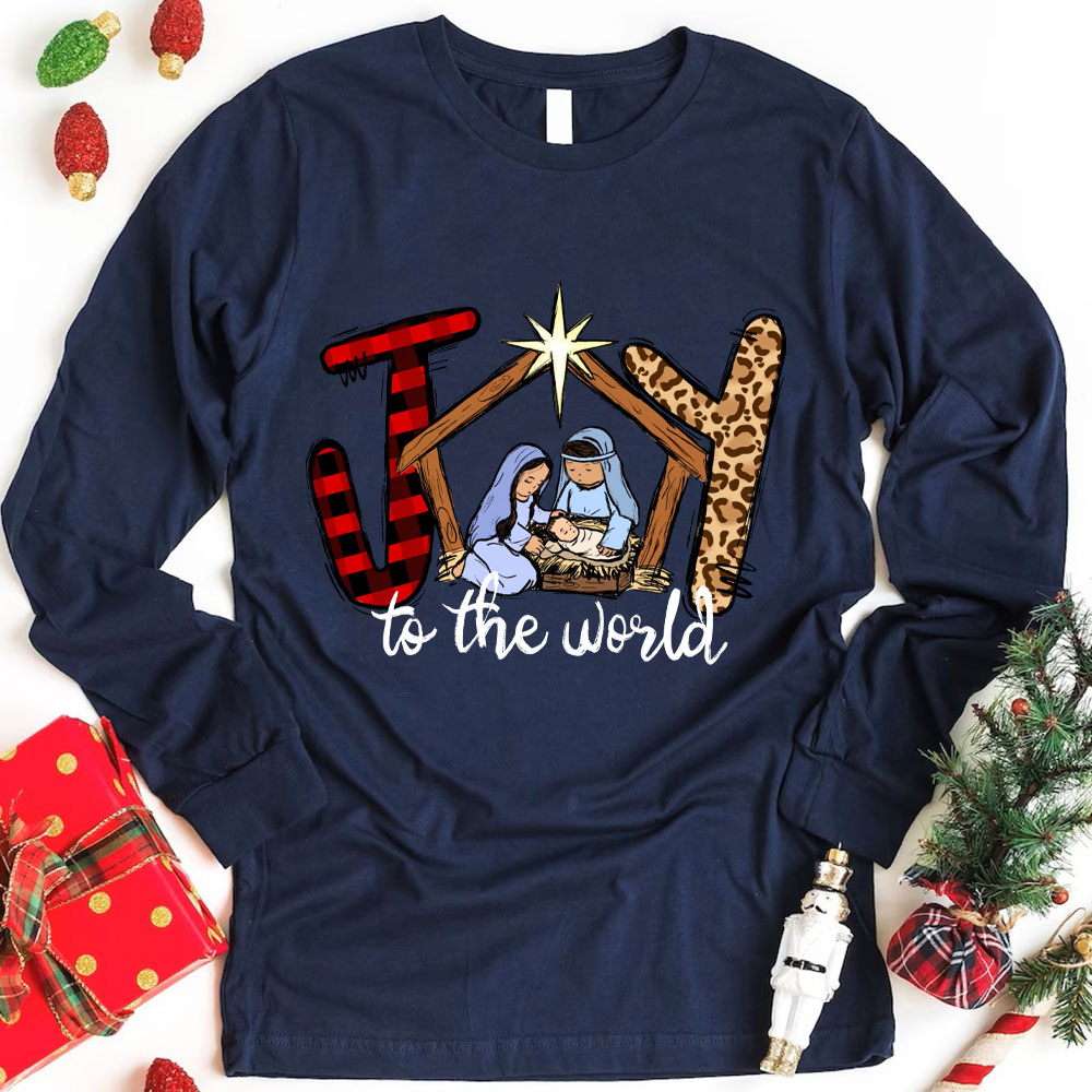 Joy To The World Christian Christmas Long Sleeve Tee