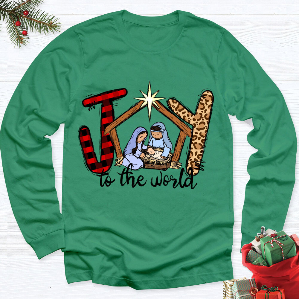Joy To The World Christian Christmas Long Sleeve Tee