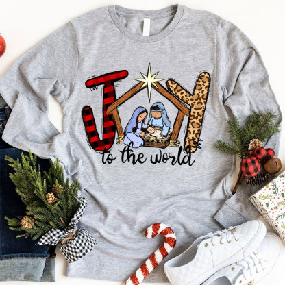 Joy To The World Christian Christmas Long Sleeve Tee