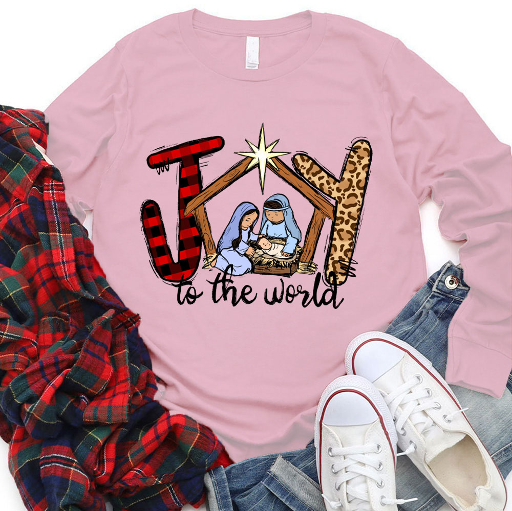 Joy To The World Christian Christmas Long Sleeve Tee