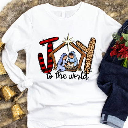 Joy To The World Christian Christmas Long Sleeve Tee