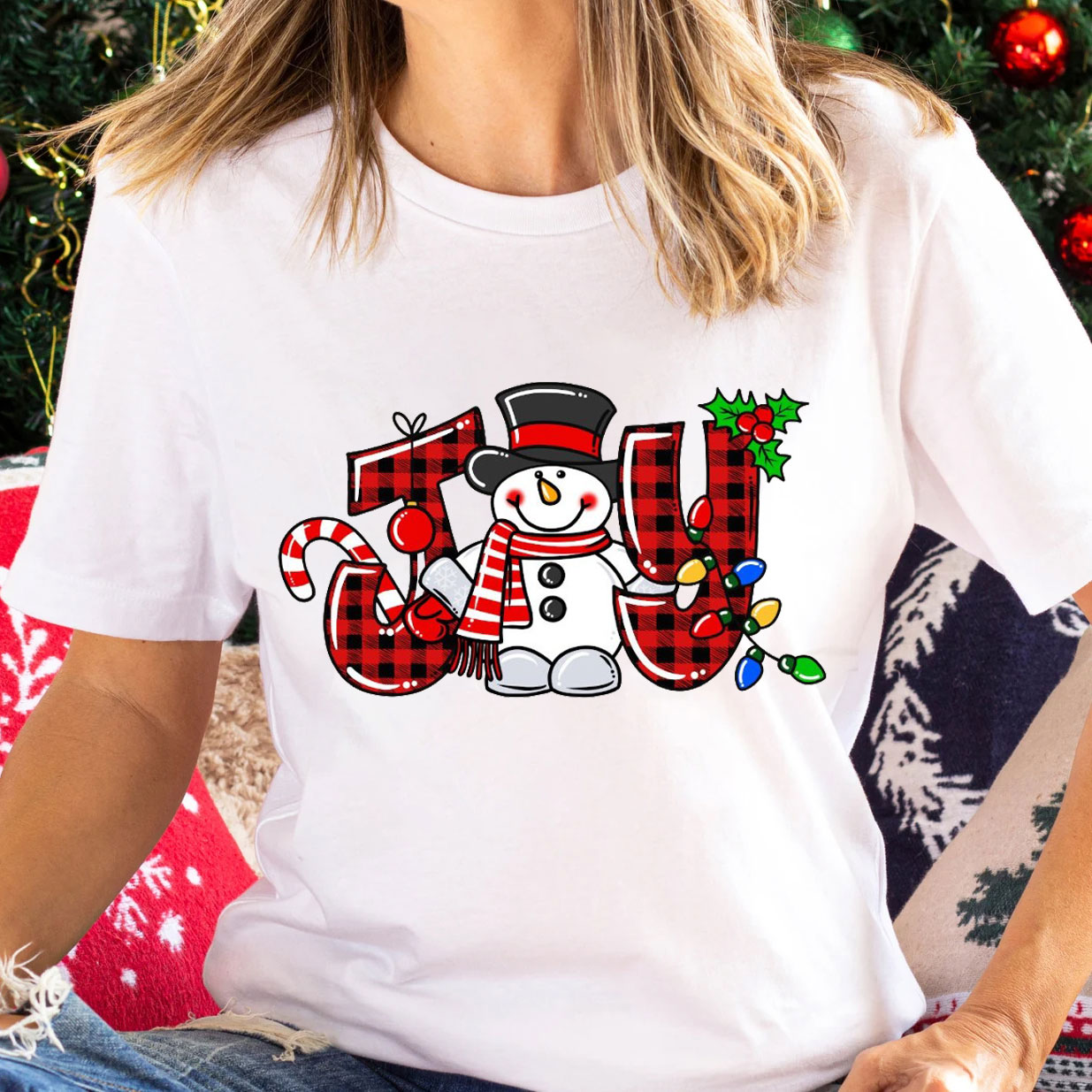 Joyful Snowman Christmas Christian T-Shirt