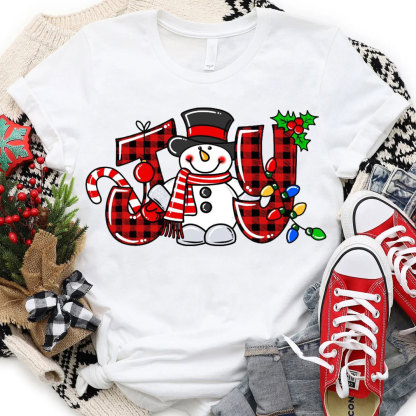 Joyful Snowman Christmas Christian T-Shirt