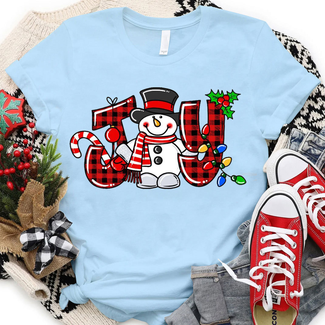 Joyful Snowman Christmas Christian T-Shirt
