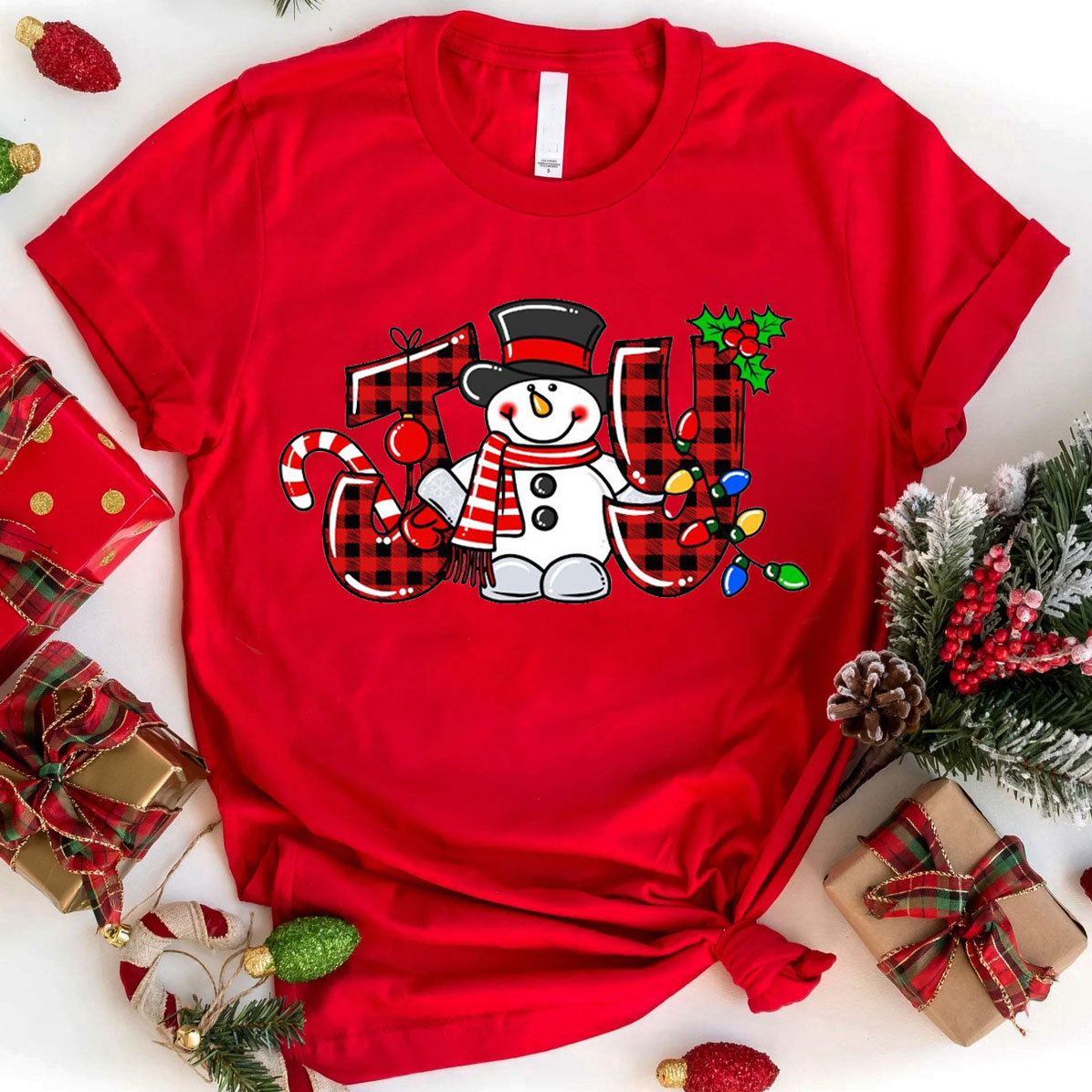 Joyful Snowman Christmas Christian T-Shirt