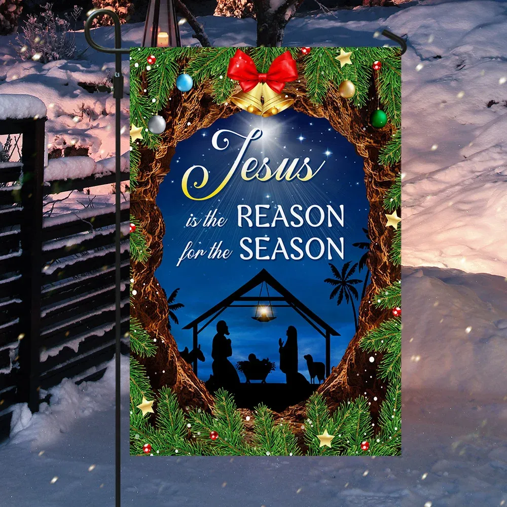 Jesus Is The Reason For The Season Nativity Flag