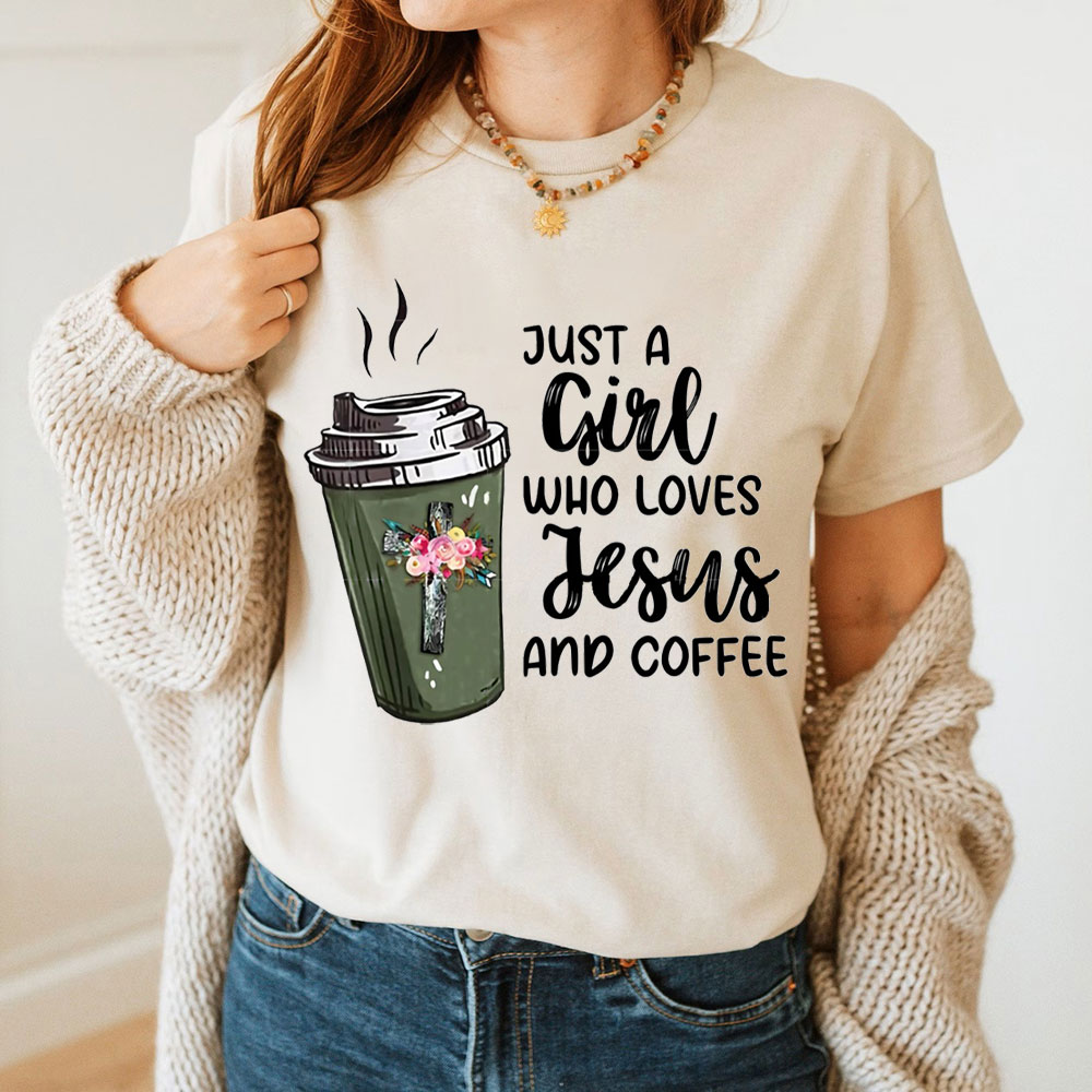 Just A Gift Who Loves Jesus And Coffee Christian T-Shirt