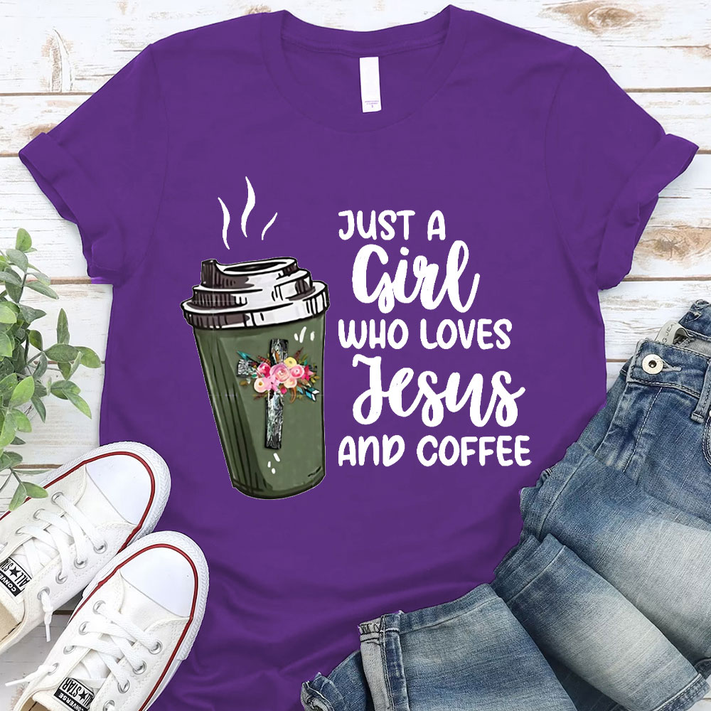 Just A Gift Who Loves Jesus And Coffee Christian T-Shirt