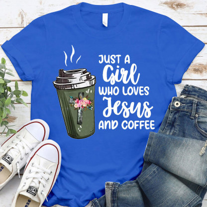 Just A Gift Who Loves Jesus And Coffee Christian T-Shirt