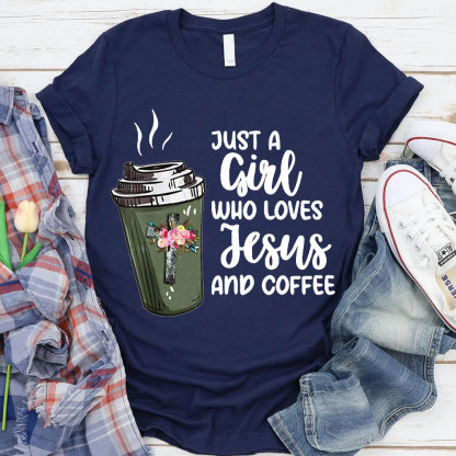 Just A Gift Who Loves Jesus And Coffee Christian T-Shirt