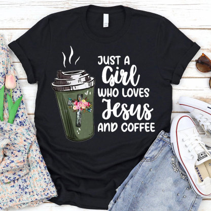 Just A Gift Who Loves Jesus And Coffee Christian T-Shirt