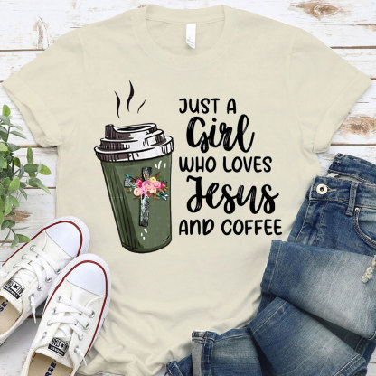 Just A Gift Who Loves Jesus And Coffee Christian T-Shirt