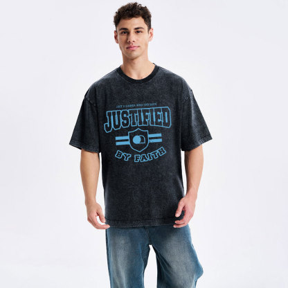 Just A Sinner Who Has Been Justified Christian Washed T-Shirt