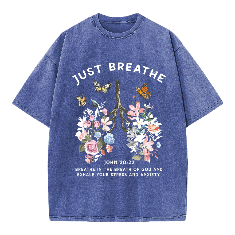 Just Breathe Boho Christian Washed T-Shirt