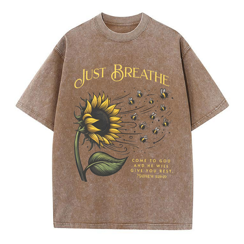 Just Breathe Christian Washed T-Shirt