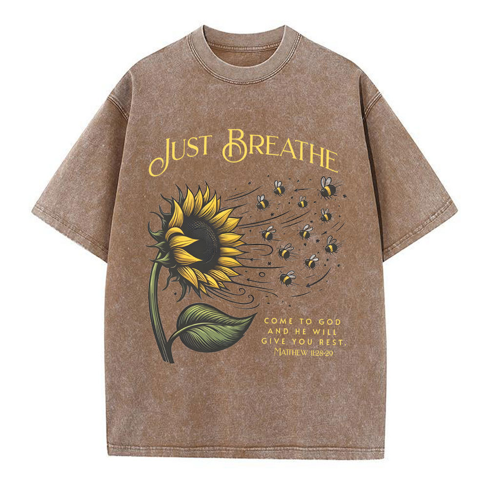 Just Breathe Christian Washed T-Shirt