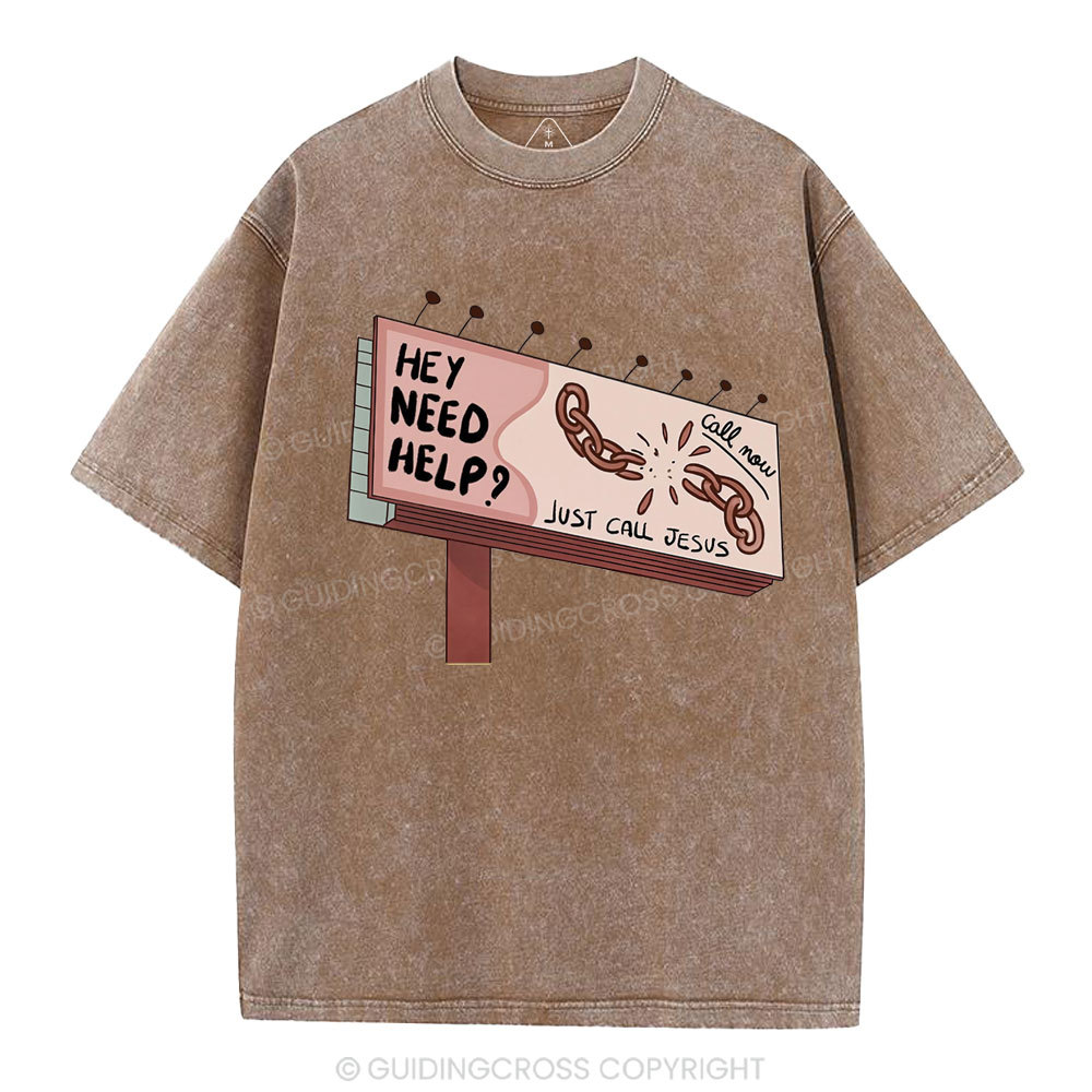 Just Call Jesus Christian Washed T-Shirt