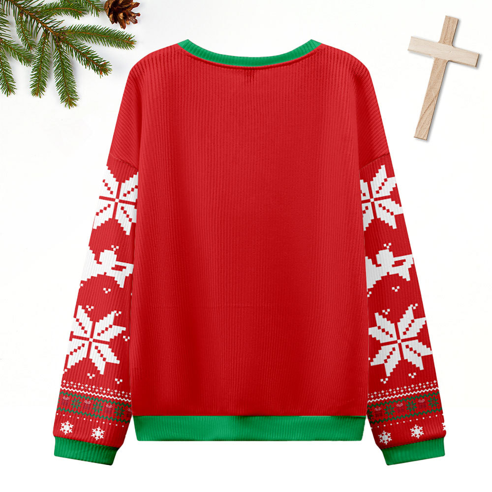 Just Have To Let God Fix It Green Christian Ugly Christmas Sweatshirt