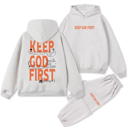 Keep God First Christian Fleece Hoodie Set