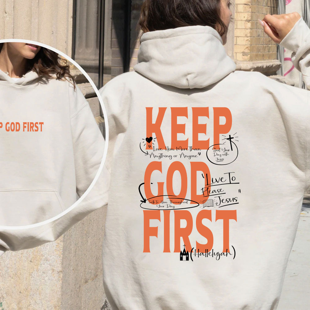 Keep God First Christian Fleece Hoodie Set