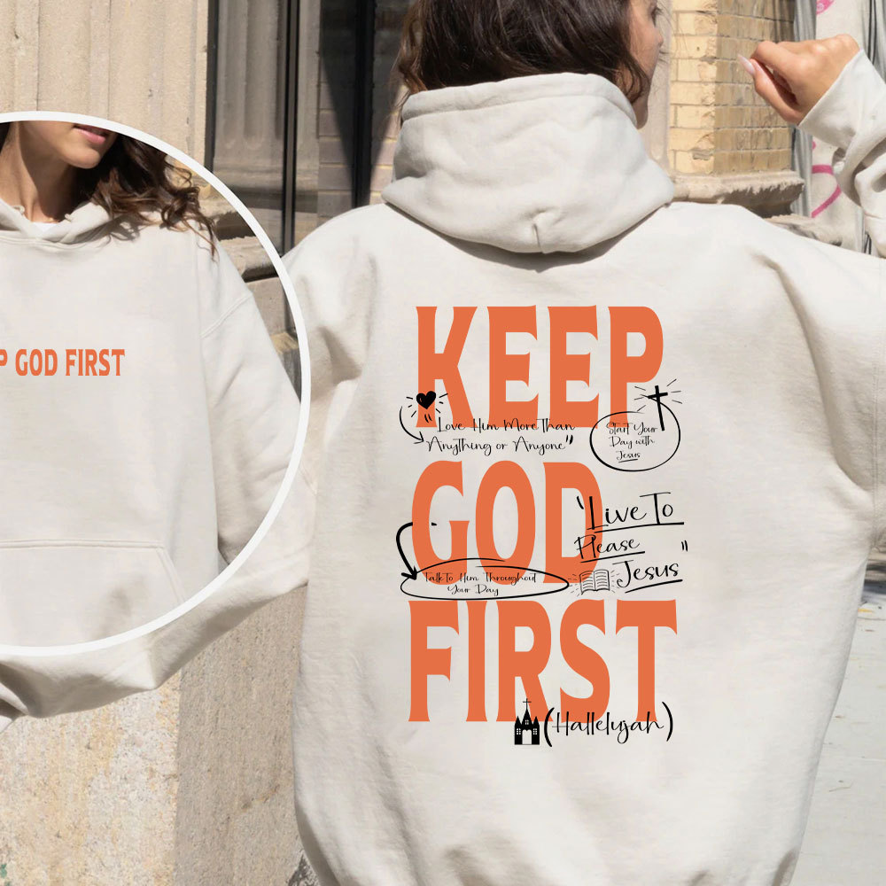 Keep God First Christian Fleece Hoodie Set