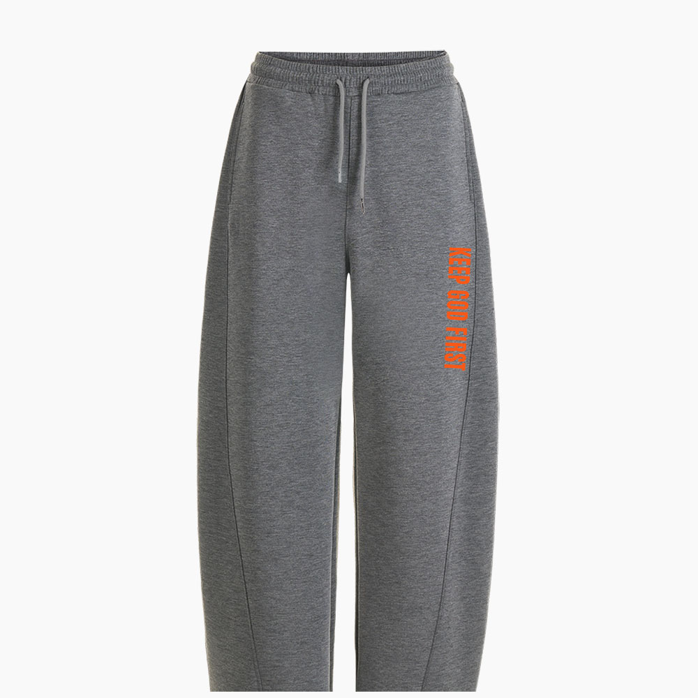 Keep God First Christian Minimalist Knit Barrel Sweatpants