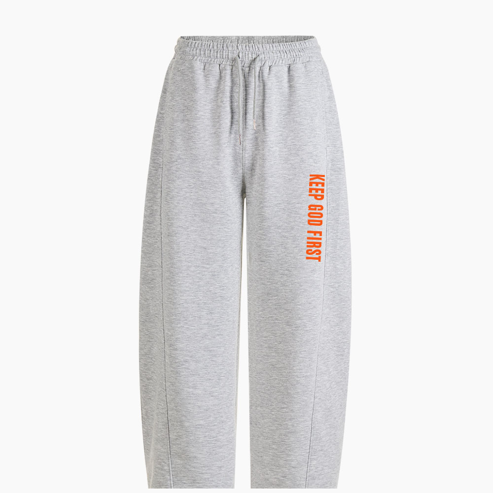 Keep God First Christian Minimalist Knit Barrel Sweatpants