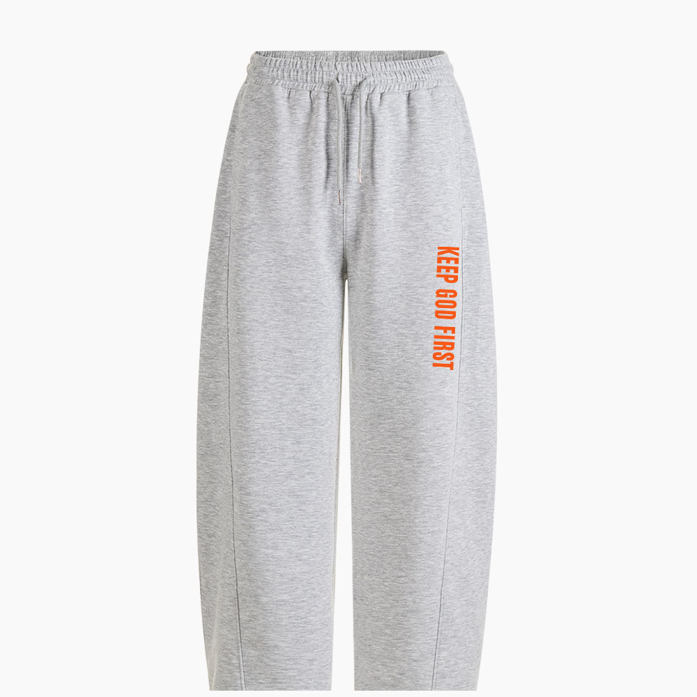Keep God First Christian Minimalist Knit Barrel Sweatpants