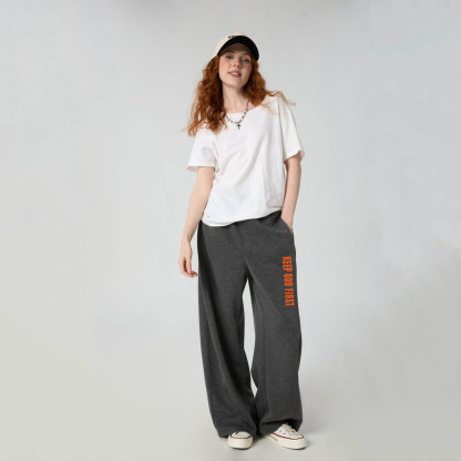 Keep God First Christian Minimalist Knit Barrel Sweatpants