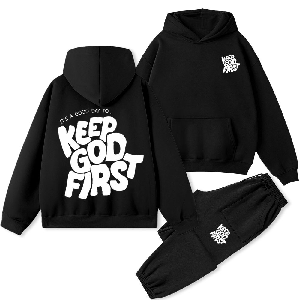 Keep God First Christian Premium Fleece Hoodie Set