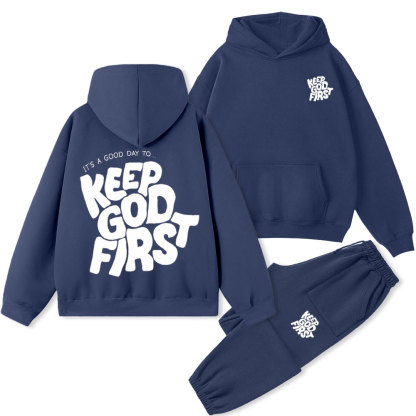 Keep God First Christian Premium Fleece Hoodie Set