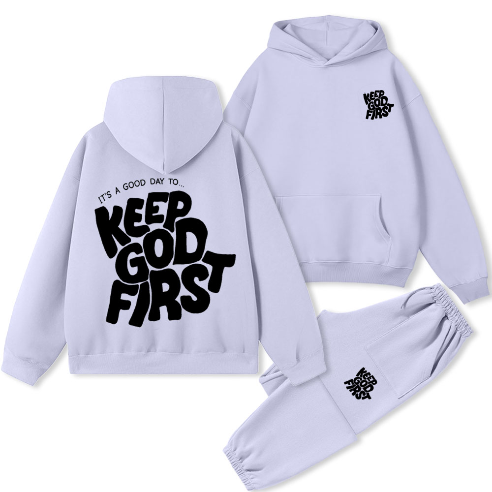 Keep God First Christian Premium Fleece Hoodie Set