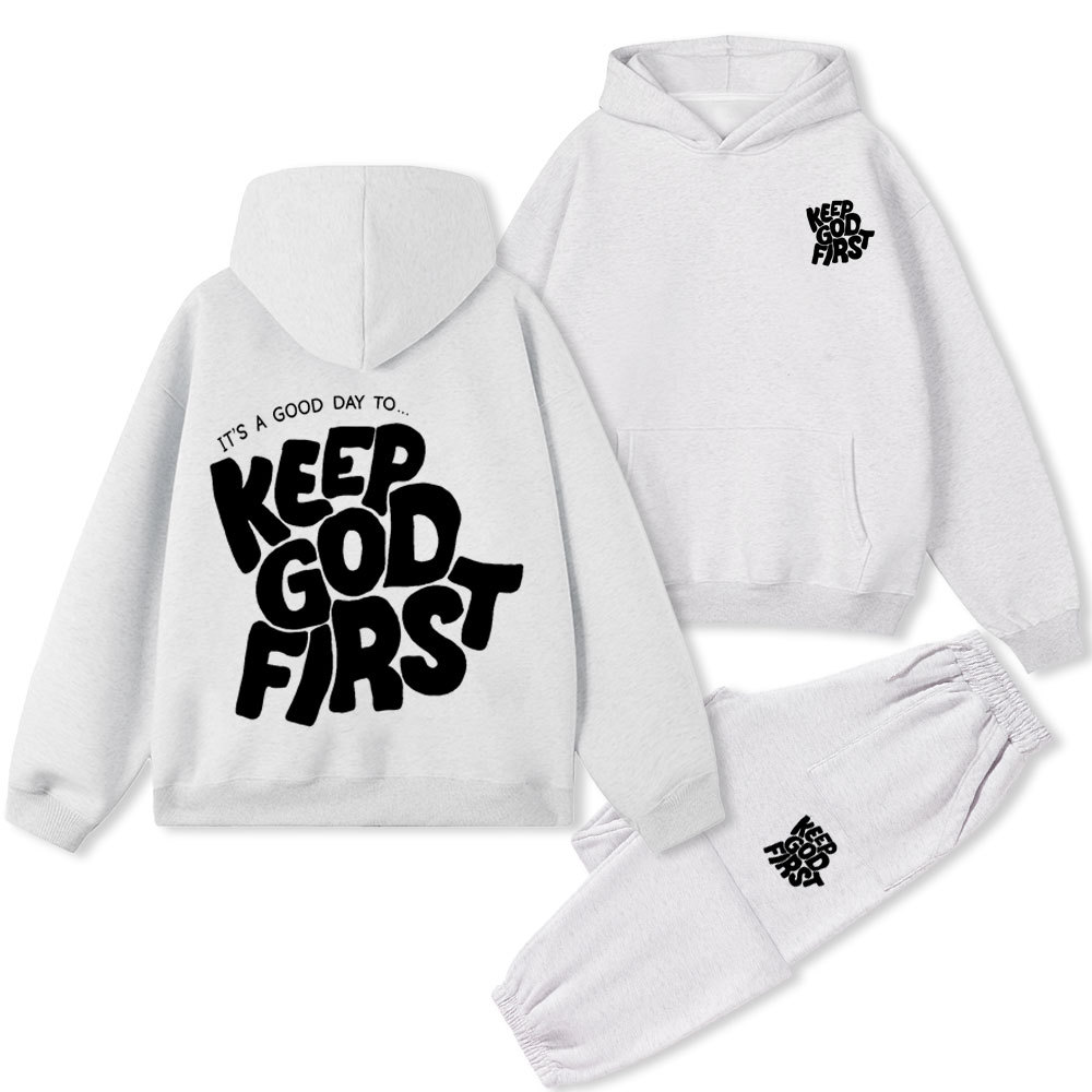 Keep God First Christian Premium Fleece Hoodie Set