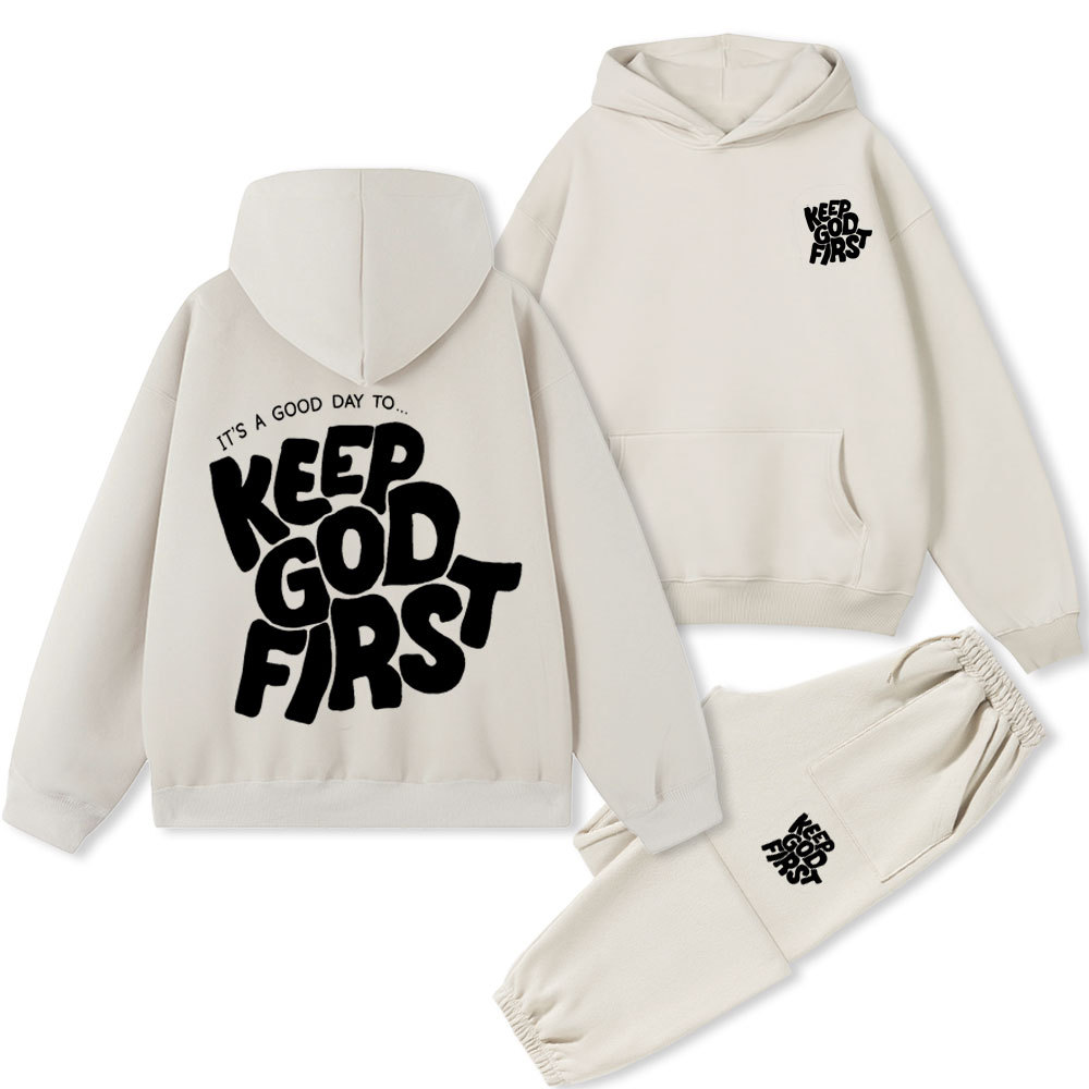 Keep God First Christian Premium Fleece Hoodie Set