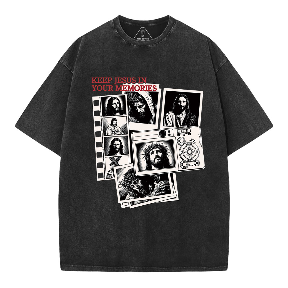 Keep Jesus In Your Memories Christian Washed T-Shirt