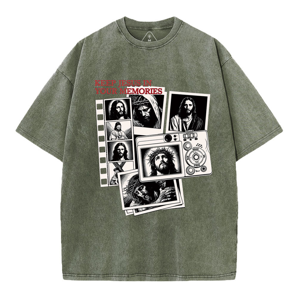 Keep Jesus In Your Memories Christian Washed T-Shirt