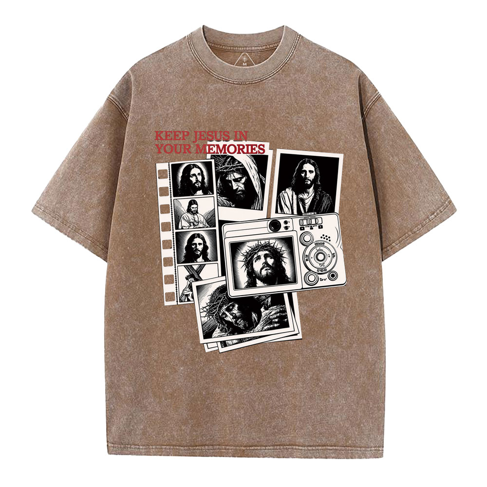 Keep Jesus In Your Memories Christian Washed T-Shirt
