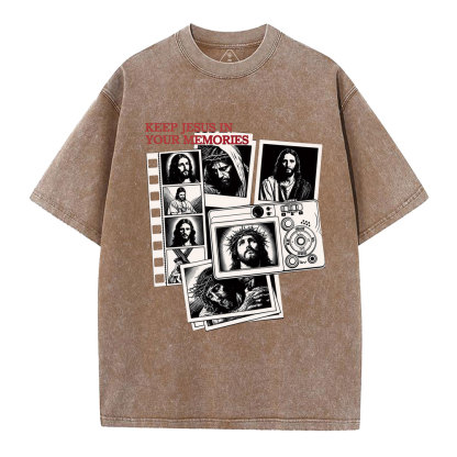 Keep Jesus In Your Memories Christian Washed T-Shirt