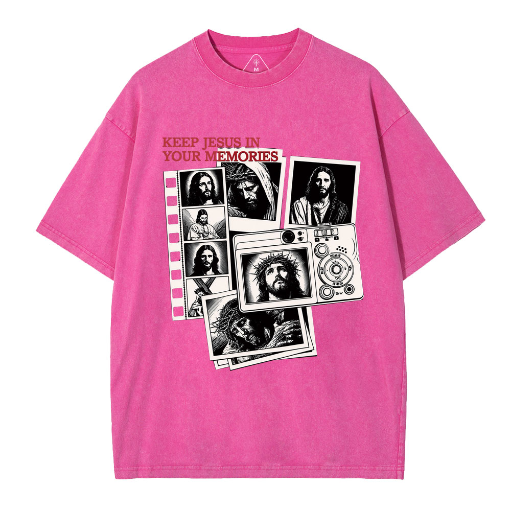 Keep Jesus In Your Memories Christian Washed T-Shirt
