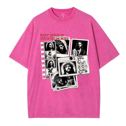 Keep Jesus In Your Memories Christian Washed T-Shirt